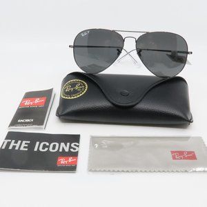 RB 3689 004/48 55mm Ray-Ban New Gunmetal / Gray Aviator Sunglasses with case